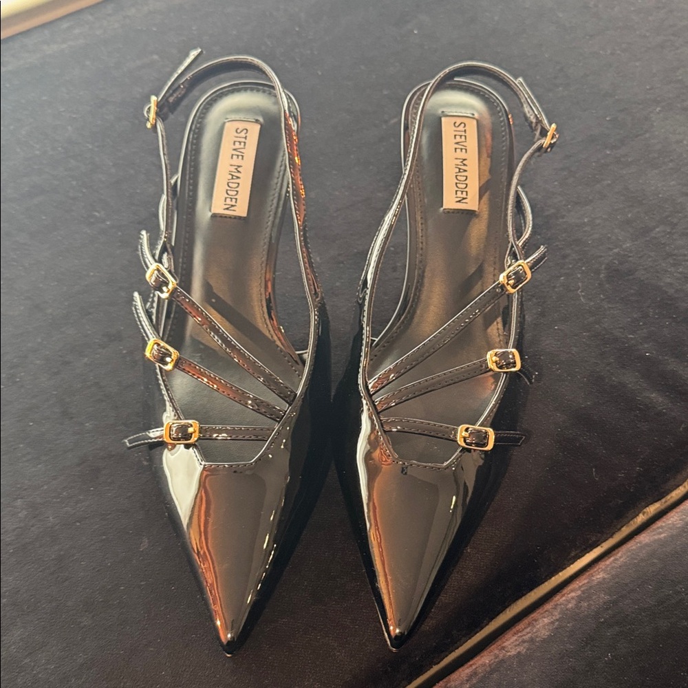 Steve Madden Black Patent Strappy Heels